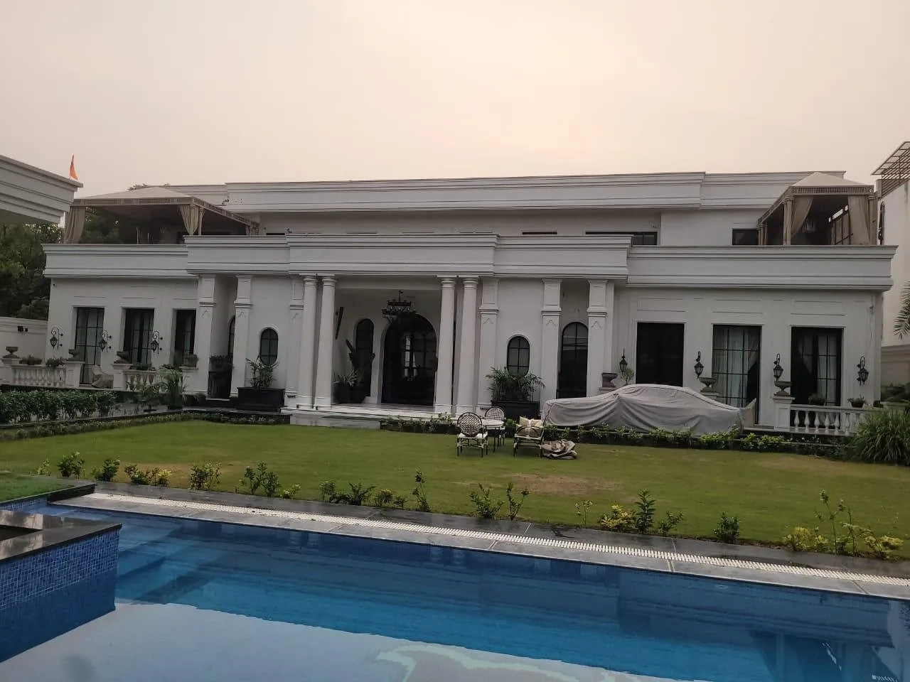 Kavi Raj Chattarpur villa and pool facing window systems