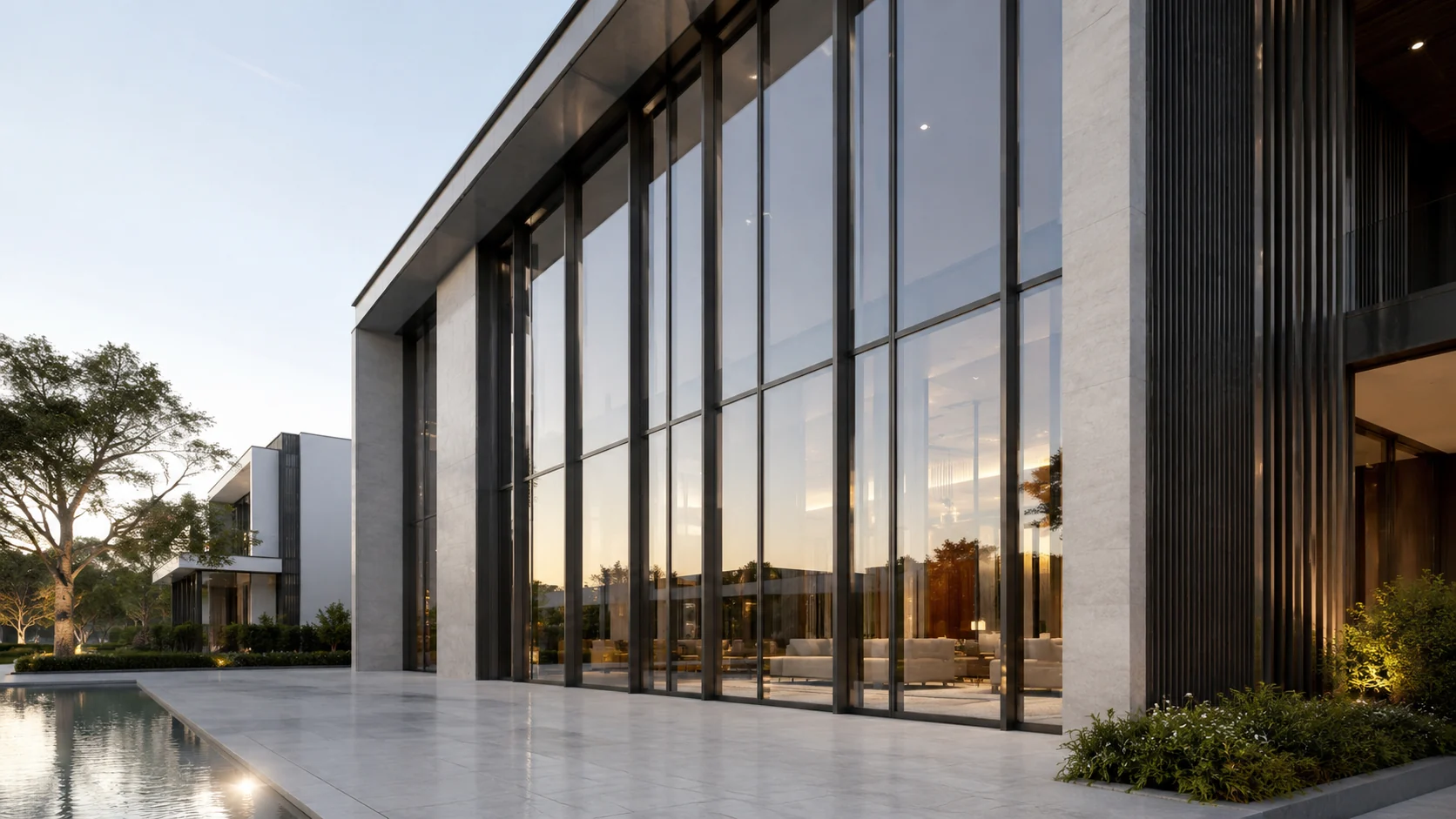 Modern facade glazing with premium aluminium curtain wall system